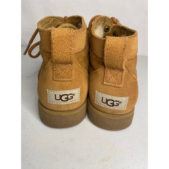 UGG Bethany Chestnut Lace Up Boot Womens Suede Sheepskin Fur Lined Size 7 - Picture 8 of 15
